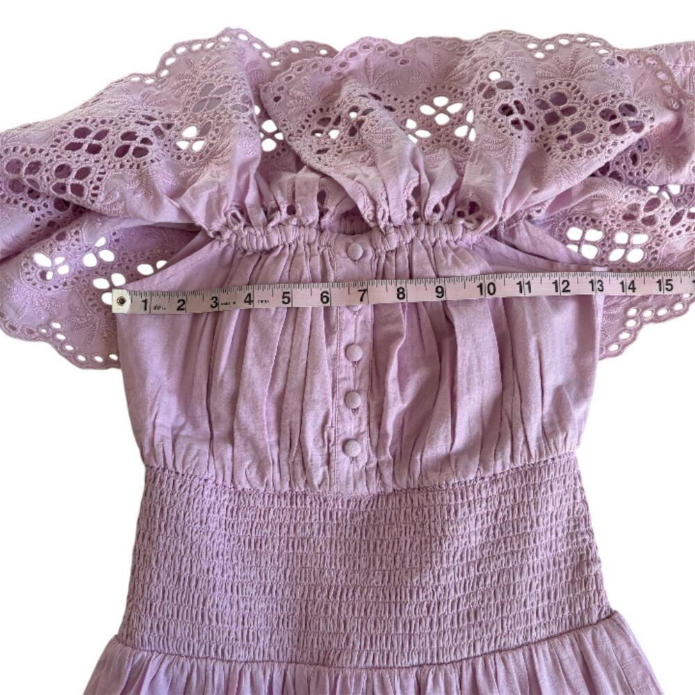 Lovers + Friends x Jetset Christina Dallas Lavender Eyelet Smocked Mini Dress XS - Picture 5 of 10